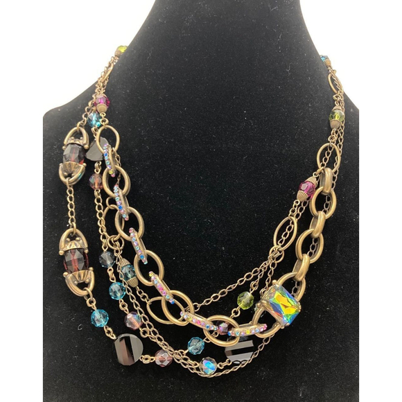 Unique***Sorrelli multi strand iridescent necklace - Picture 1 of 12